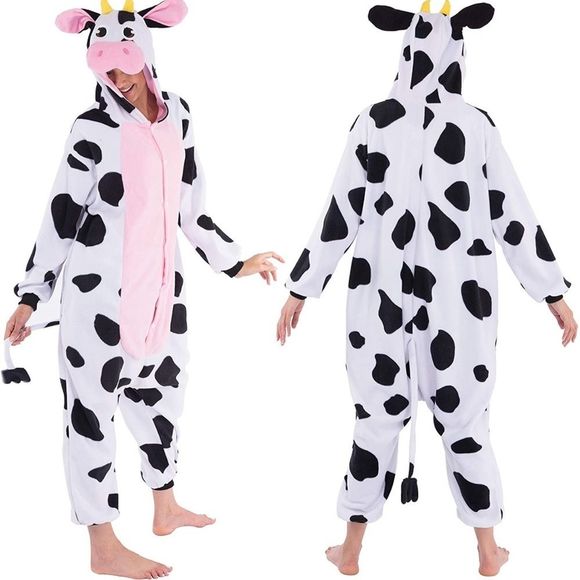 Family Pajama Plush Onesie One Piece Cow Animal Costume - Picture 5 of 7